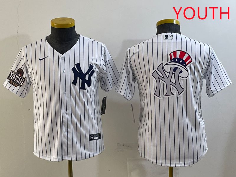 Youth New York Yankees Blank White Stripe Game 2025 Nike MLB Jersey style 8